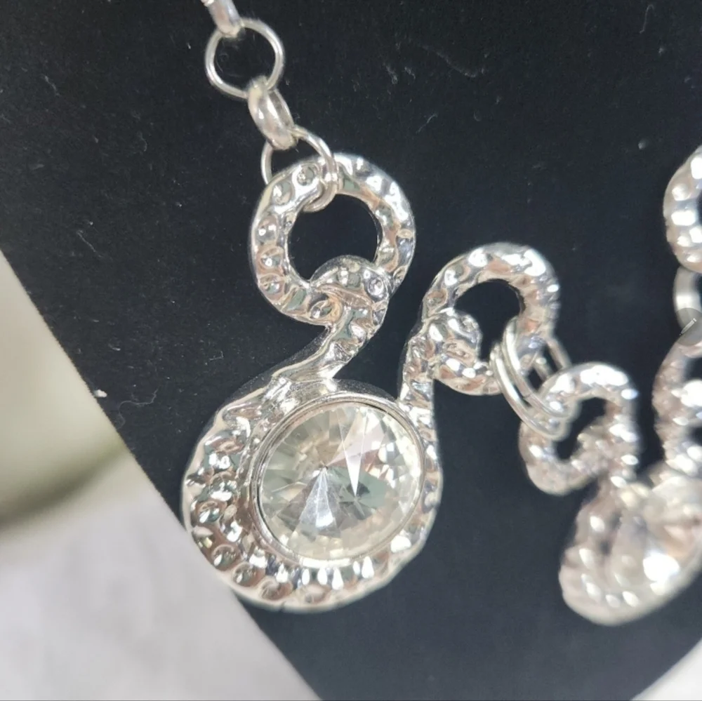 Silvertone Necklace and Earrings Set Owls Choker 24 Inch - Picture 3 of 8